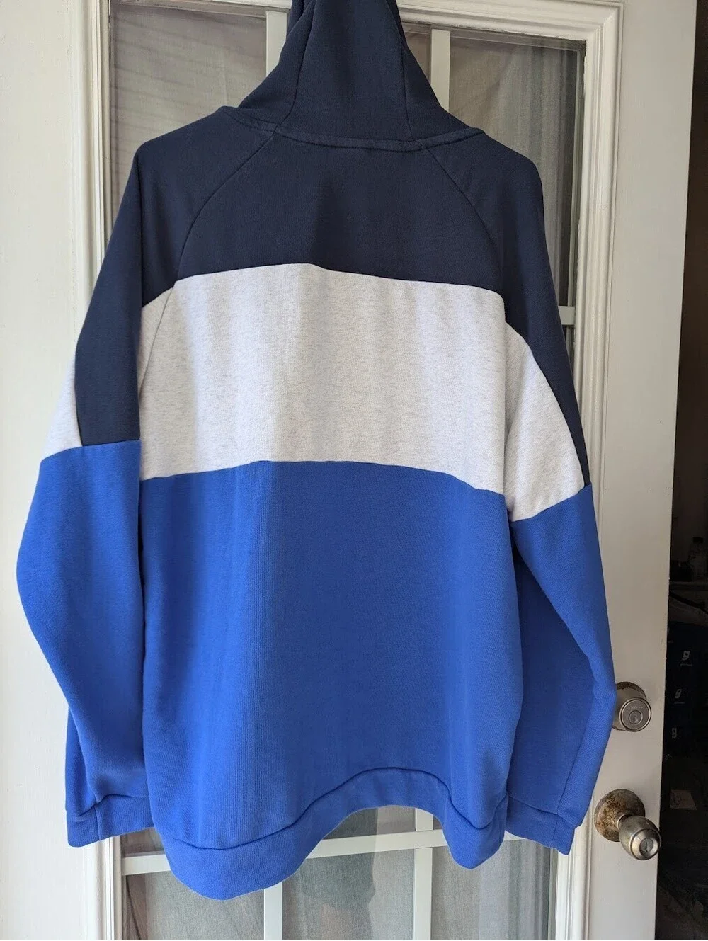 Nike Dri-FIT Hoodie XL Gray Blue Colorblock Pullover Swoosh Fleece Sweatshirt